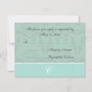 Sea Foam Green Damask RSVP Cards