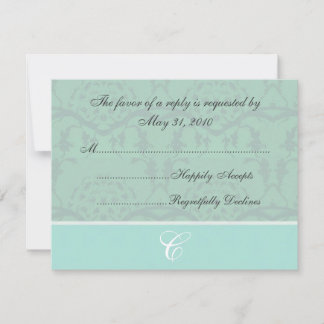 Sea Foam Green Damask RSVP Cards