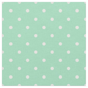 Sea Foam Green Fabric With White Polka Dots Spots