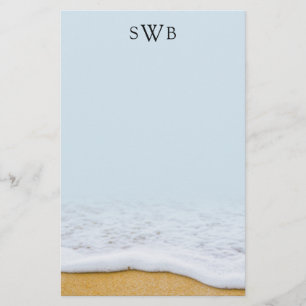 Sea Foam Linen Monogrammed Blank Writing Paper