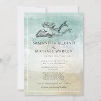 Sea Foam Ocean Beach Wedding Invitation
