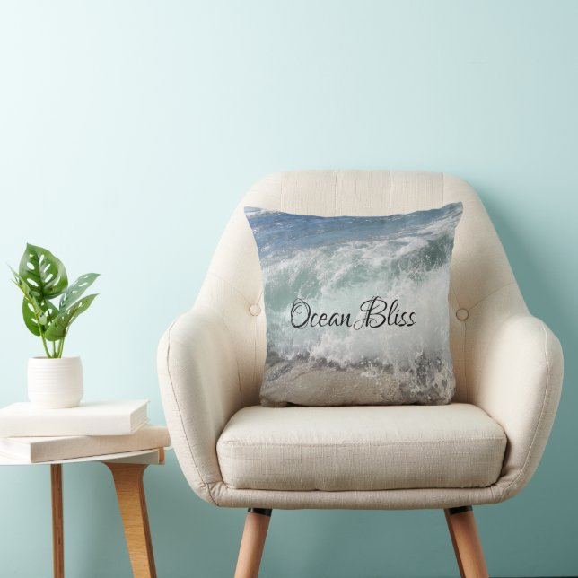 Sea Foam Ocean Bliss Personalized Throw Pillow (Chair)