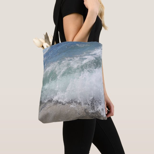 Sea Foam Ocean Wave Tote Bag (Close Up)