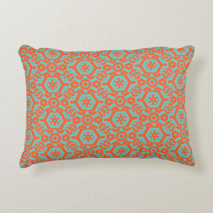 Sea foam Orange Geometric 4Ophelia Decorative Pillow