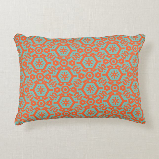 Sea foam Orange Geometric 4Ophelia Decorative Pillow (Front)