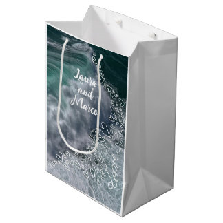 Sea foam photography with Doodle hearts Medium Gift Bag