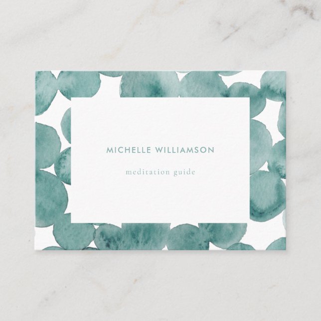Sea Foam Turquoise Mint Abstract Watercolor Business Card (Front)