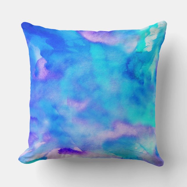 SEA FOAM WATERCOLOR Retro DESIGN Throw Pillow (Front)