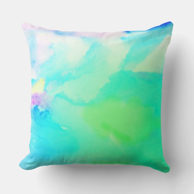 SEA FOAM WATERCOLOR Retro DESIGN Throw Pillow (Front)
