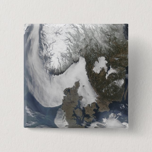 Sea Fog in Scandinavia 2 Inch Square Button (Front)