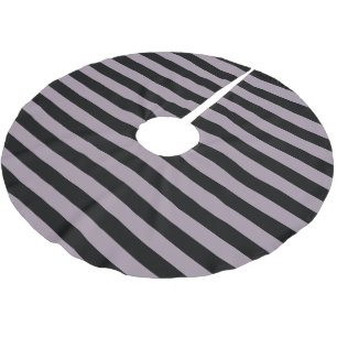 Sea Fog Purple and Black Parallel Stripes Brushed Polyester Tree Skirt