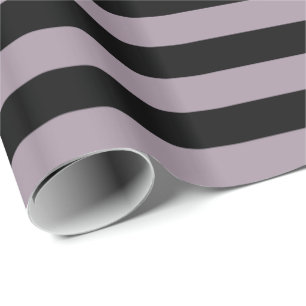 Sea Fog Purple and Black Stripe Wrapping Paper