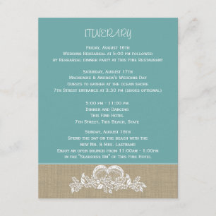 Sea Garland Beach Wedding Itinerary Enclosure Card