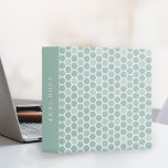 Sea Geometric Hexagon Pattern Binder<br><div class="desc">Our pretty patterned binder features a softer take on the geometric trend, with hand-drawn, irregular hexagon honeycomb shapes in summery colours -- seaglass, pale aqua and mint. Looking for a different colour? Switch it up using the simple instructions below. Add your custom text to the spine to identify the contents....</div>