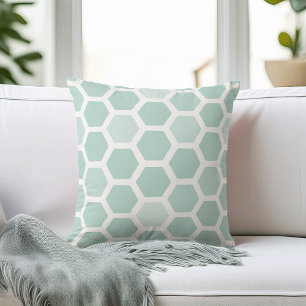 Sea Geometric Hexagon Pattern Throw Pillow