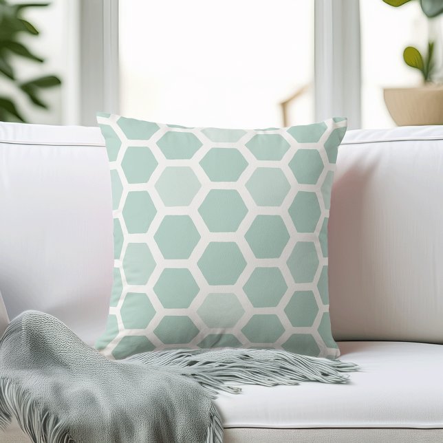 Sea Geometric Hexagon Pattern Throw Pillow (Creator Uploaded)