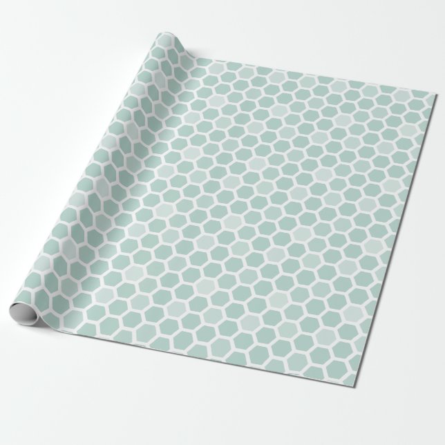 Sea Geometric Hexagon Pattern Wrapping Paper (Unrolled)