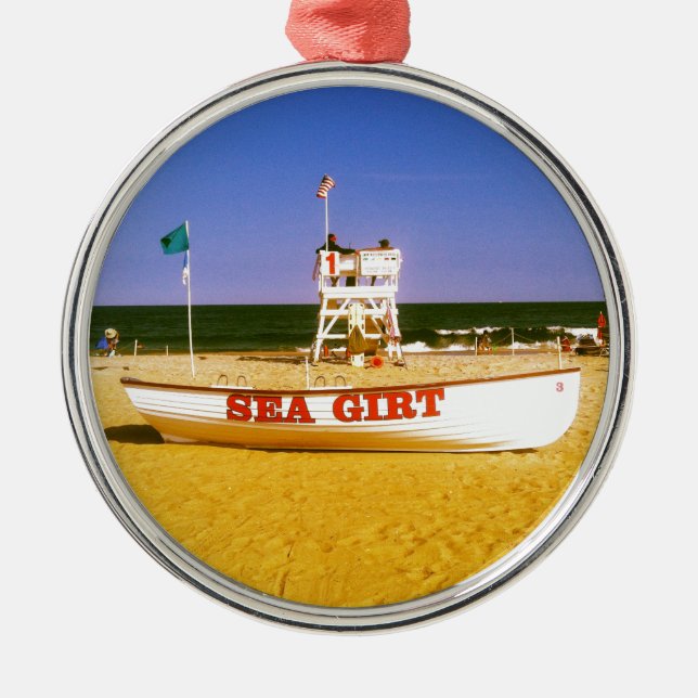Sea Girt Lifeguard Boat Metal Ornament (Front)