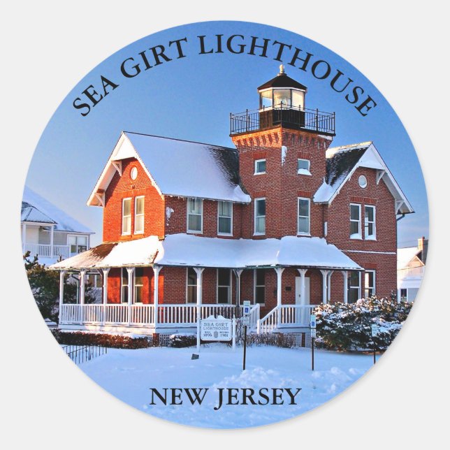 Sea Girt Lighthouse, New Jersey Round Stickers (Front)