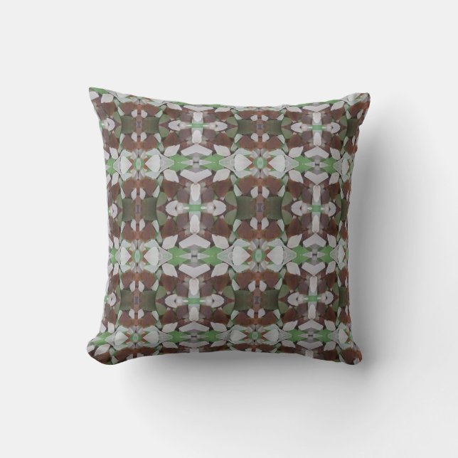Sea Glass Abstract Kaleidoscope Pattern Modern Throw Pillow (Front)
