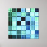 Sea Glass Aquamarine Mosaic Art Wrapped Canvas
