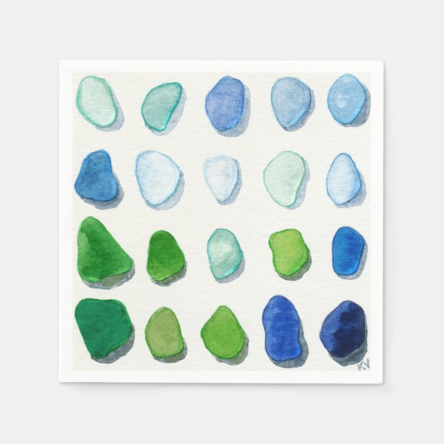 Sea glass, beach glass art napkins (Front)