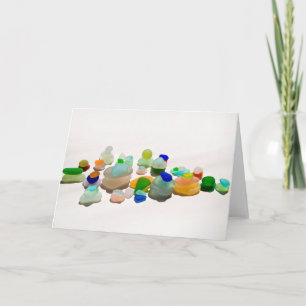 Sea glass, beach glass bright rainbow blank card