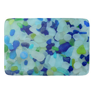 Sea glass, beach glass cobalt blue, green, aqua bath mat