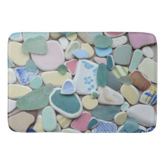 Sea glass, beach glass pastel blue, green, aqua bath mat