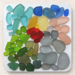 Sea glass, beach glass photo coasters