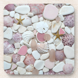 Sea glass, beach glass pink pottery photo coasters