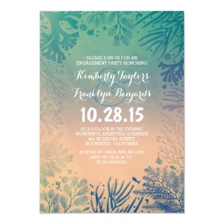 Sea glass Beach Underwater Corals Engagement Party Invitation