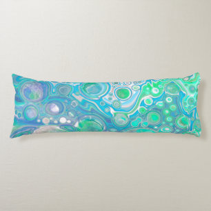 Sea Glass Blue and Green Marble Fluid Art  Body Pillow