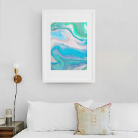 Sea Glass Blue and Green Marble Fluid Art