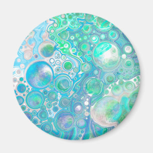 Sea Glass Blue and Green Pour Painting Effect Magnet