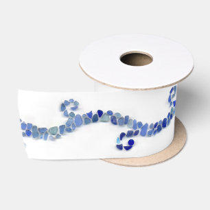 Sea glass - blue waves satin ribbon