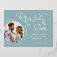 Sea Glass Blue Wedding Save the Date Photo