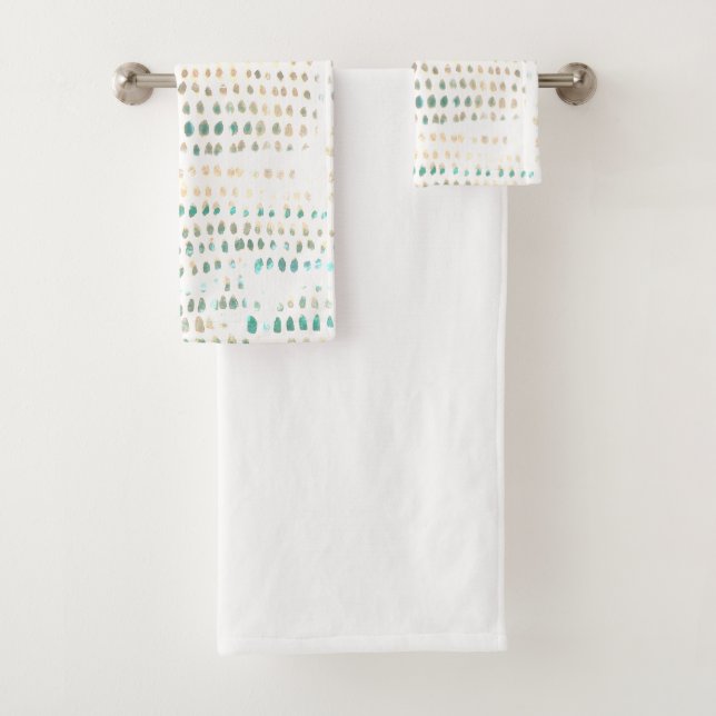 Sea Glass Coastal Boho Bath Towel Set (Insitu)