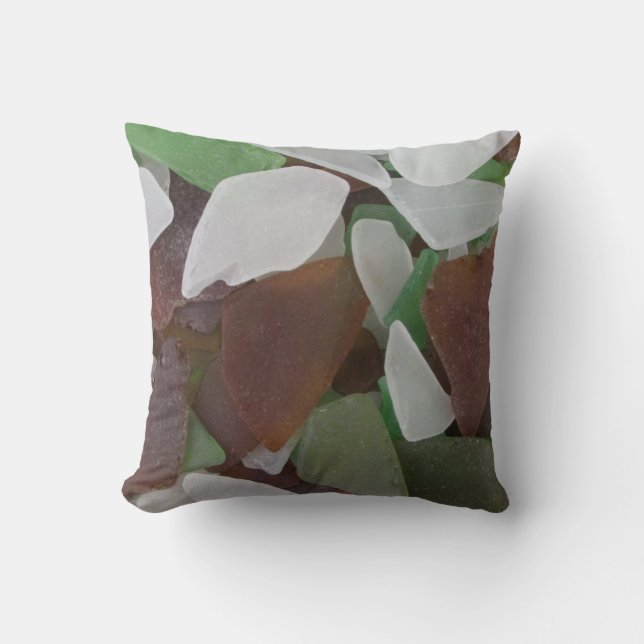 Sea Glass Collection Photo Earth Tone Beach Throw Pillow (Front)