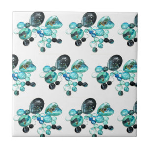 Sea glass colors flowers and bling tile