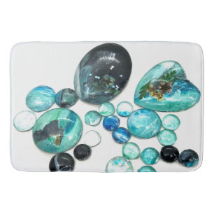 Sea glass colours flowers and bling  bath mat