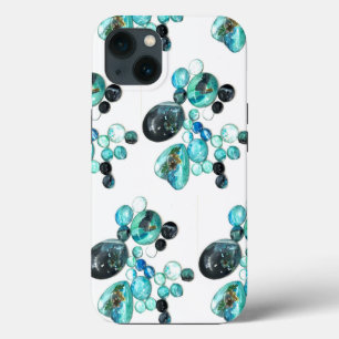 Sea glass colours flowers and bling iPhone 13 case