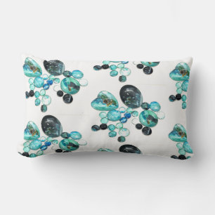Sea glass colours flowers and bling lumbar pillow