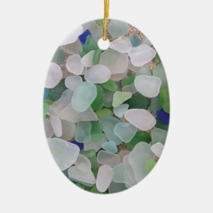 Sea glass from the ocean ceramic ornament