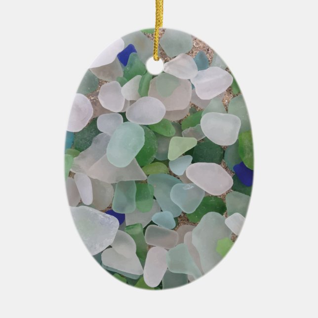 Sea glass from the ocean ceramic ornament (Front)