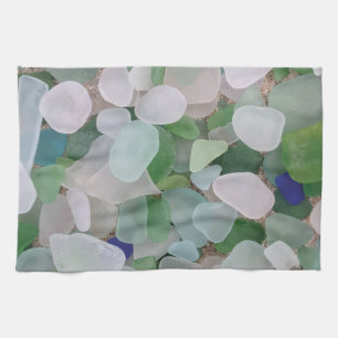 Sea glass from the ocean kitchen towel