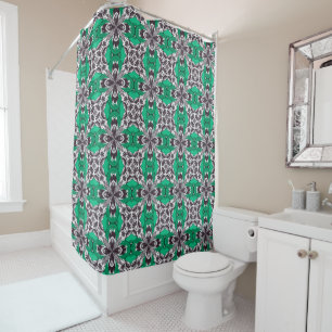 Sea Glass Green and White Repeat Tile Pattern