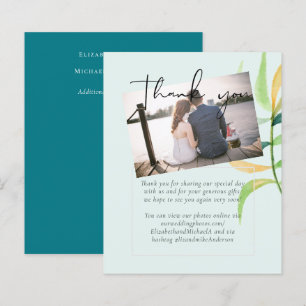 Sea Glass Green Blue Tropical Leaf Wedding