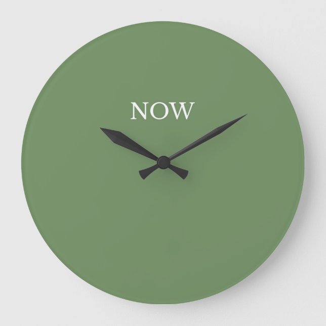 Sea Glass Green Colour NOW Fun Minimalist  Large Clock (Front)