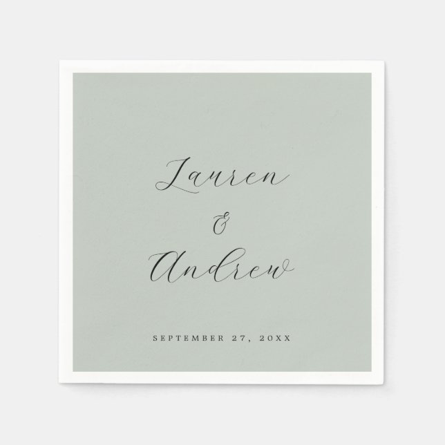 Sea Glass Green Elegant Modern Simple Wedding Napkin (Front)